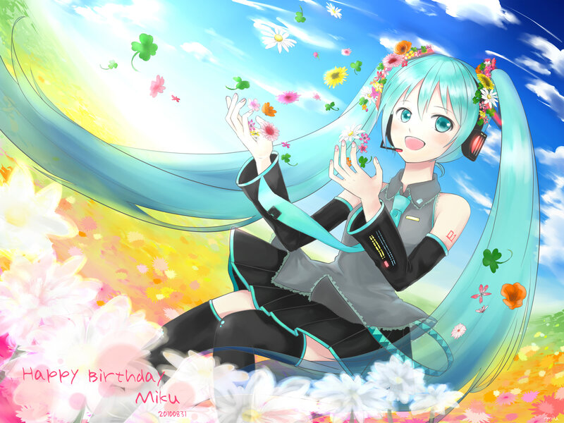Miku in a flower field