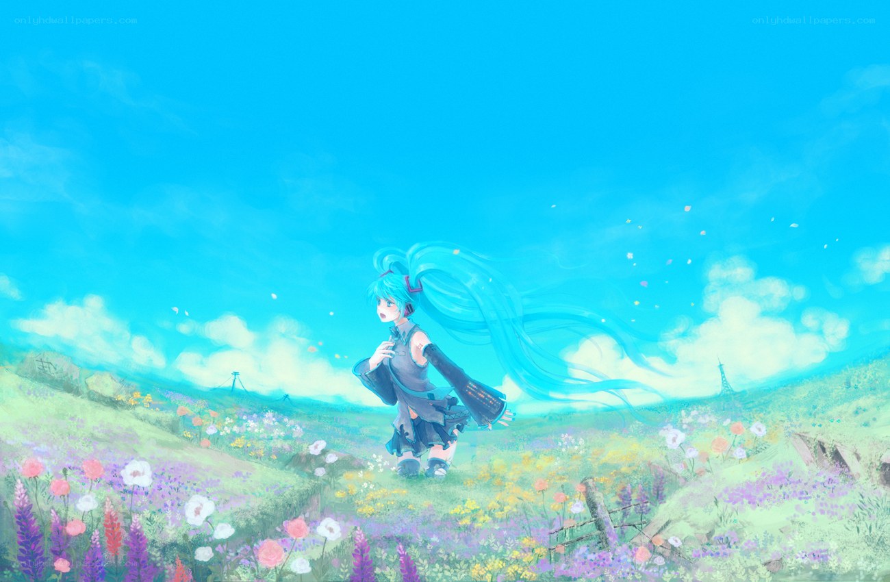 Miku in a flower field