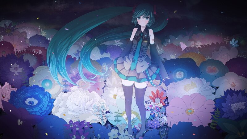Miku in a flower field