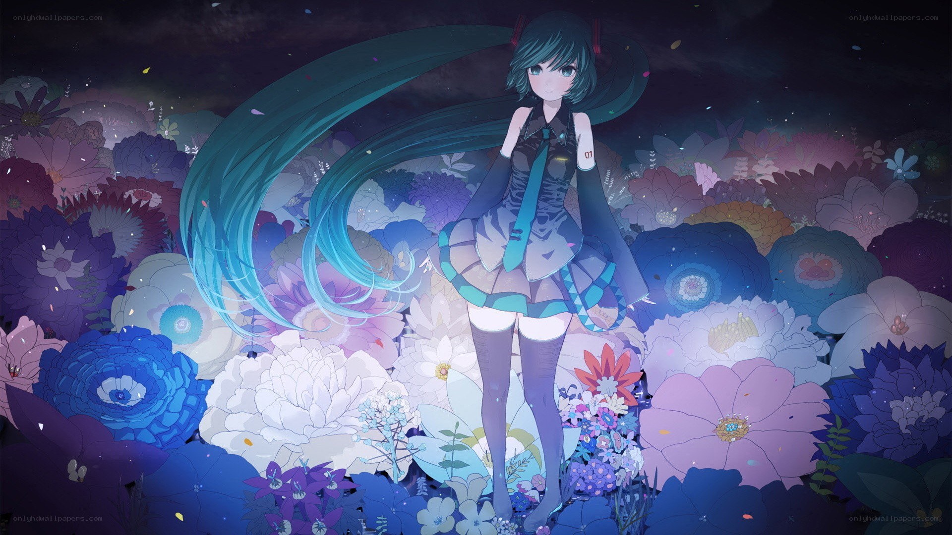 Miku in a flower field