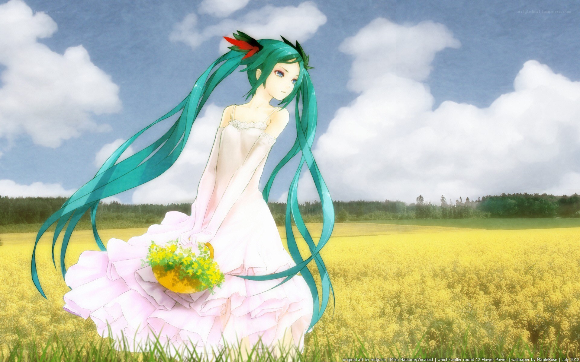 Miku in a flower field