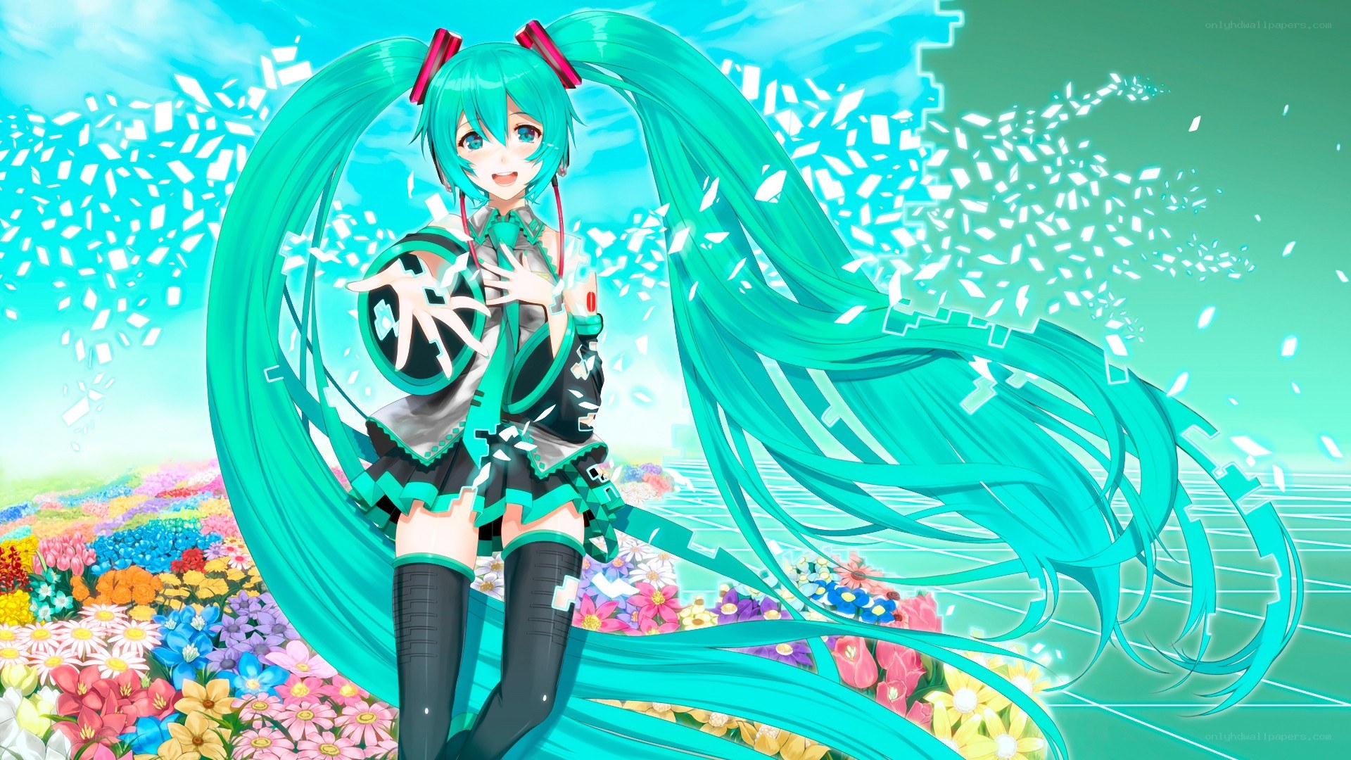 Miku in a flower field