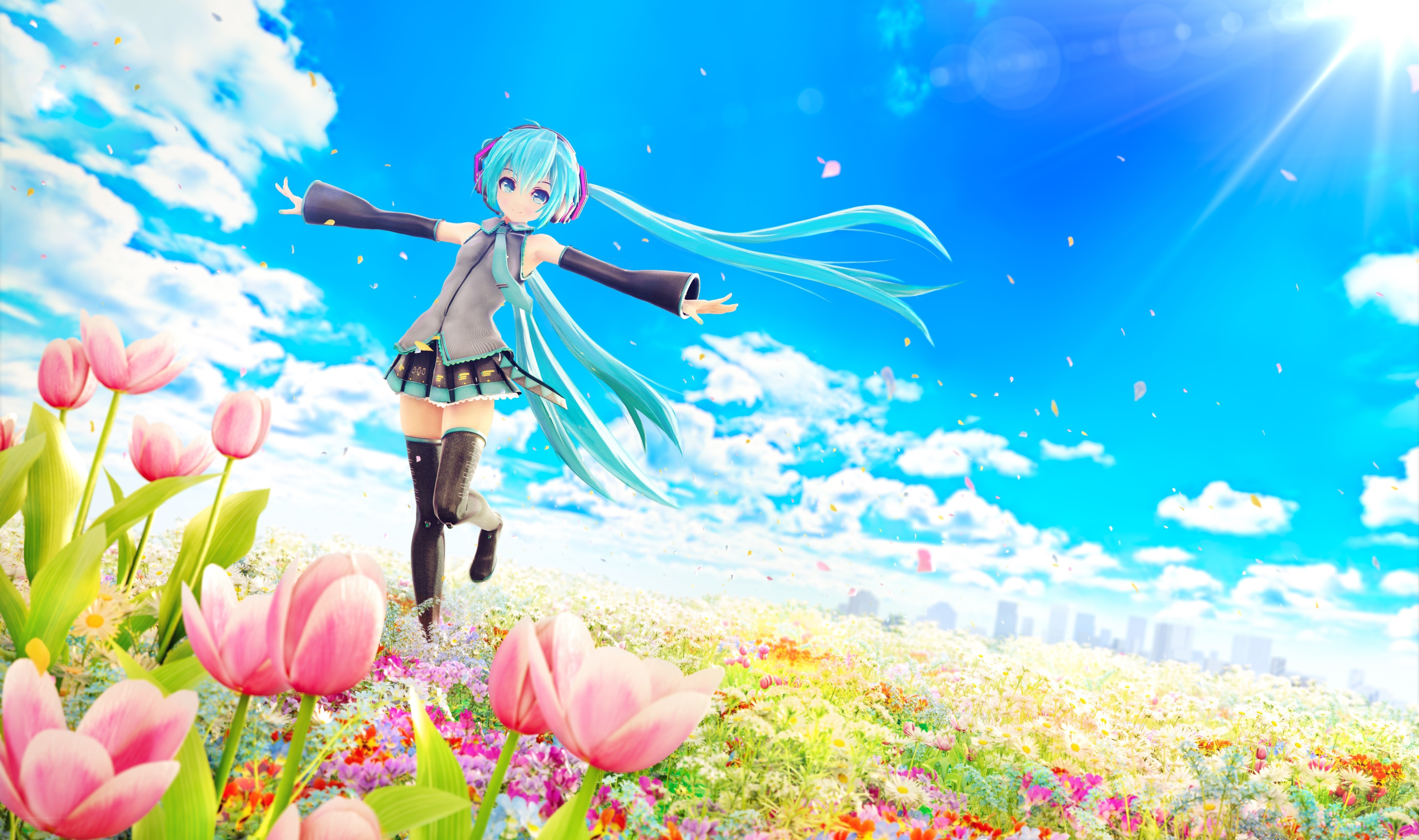 Miku in a flower field