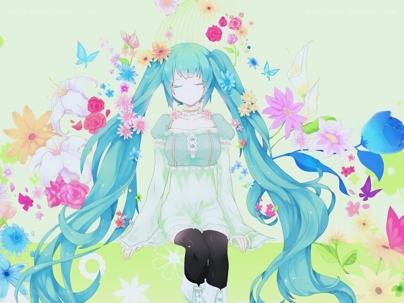 Miku in a flower garden