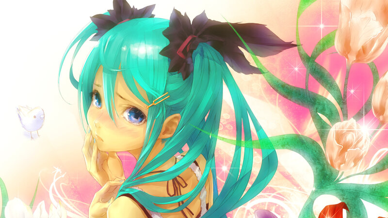 Miku in a flower garden