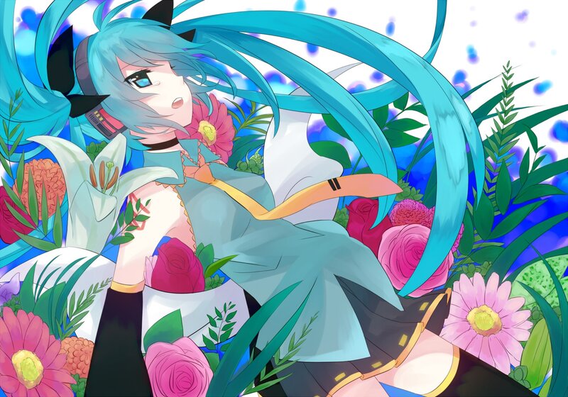 Miku in a flower garden