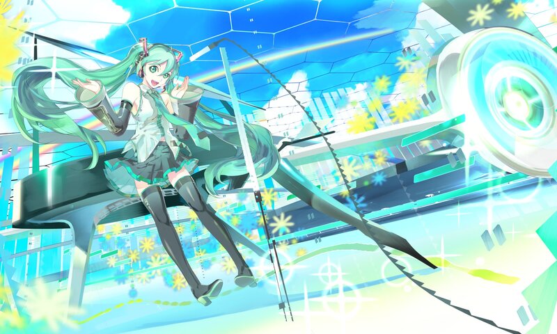 Miku in a futuristic city