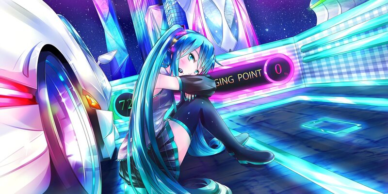 Miku in a futuristic city