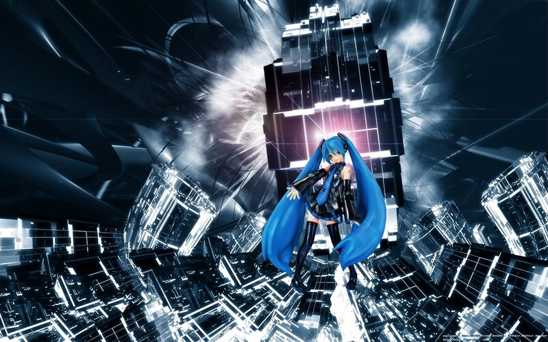 Miku in a futuristic city