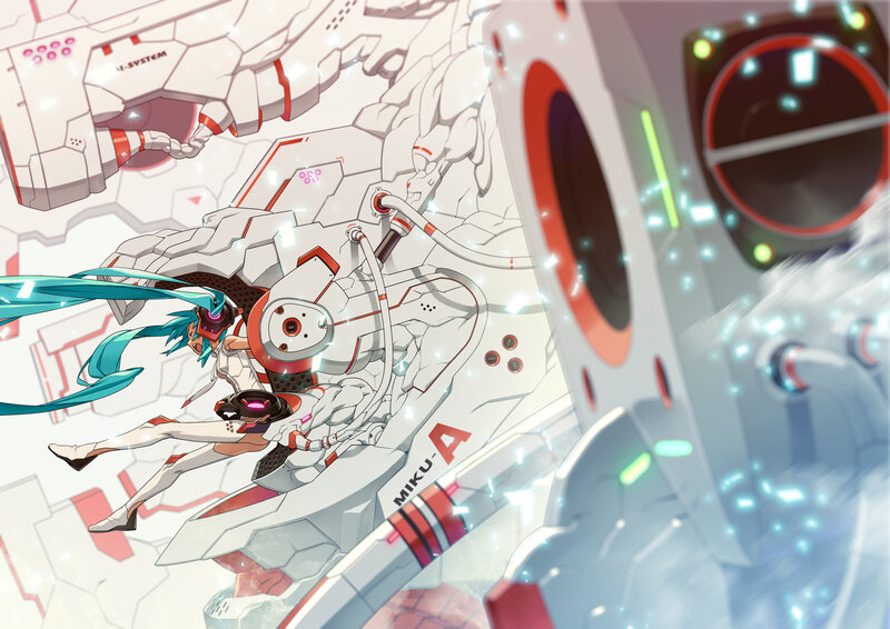 Miku in a futuristic cockpit
