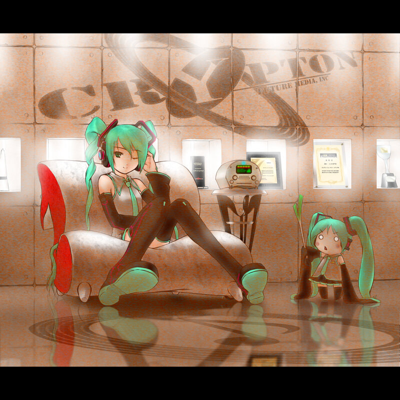 Miku in a futuristic room