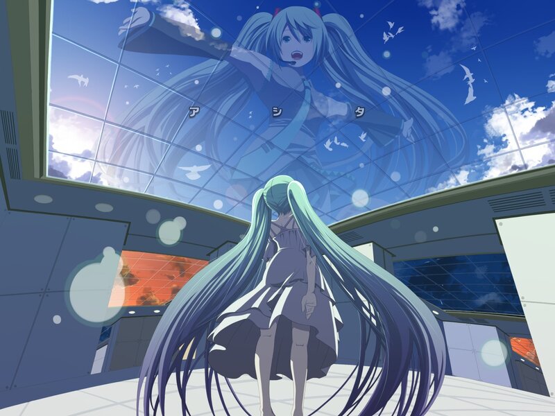 Miku in a futuristic room