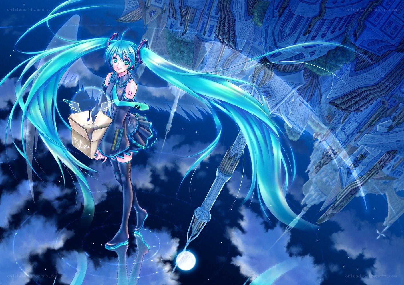Miku in a futuristic sky