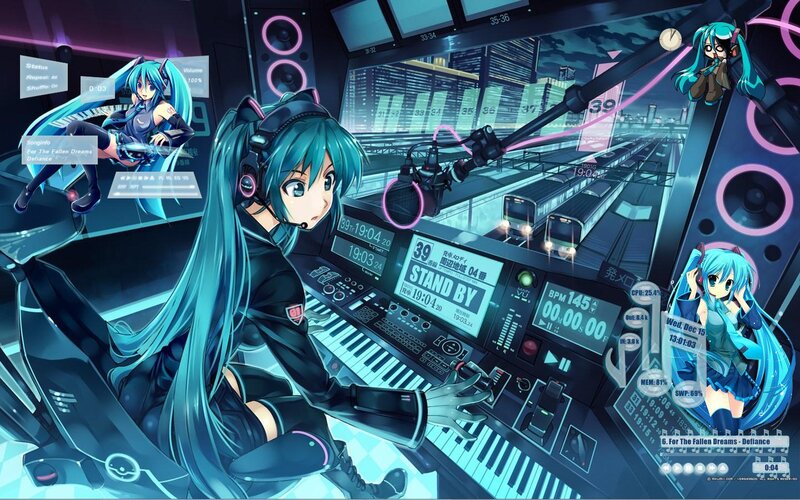 Miku in a futuristic studio
