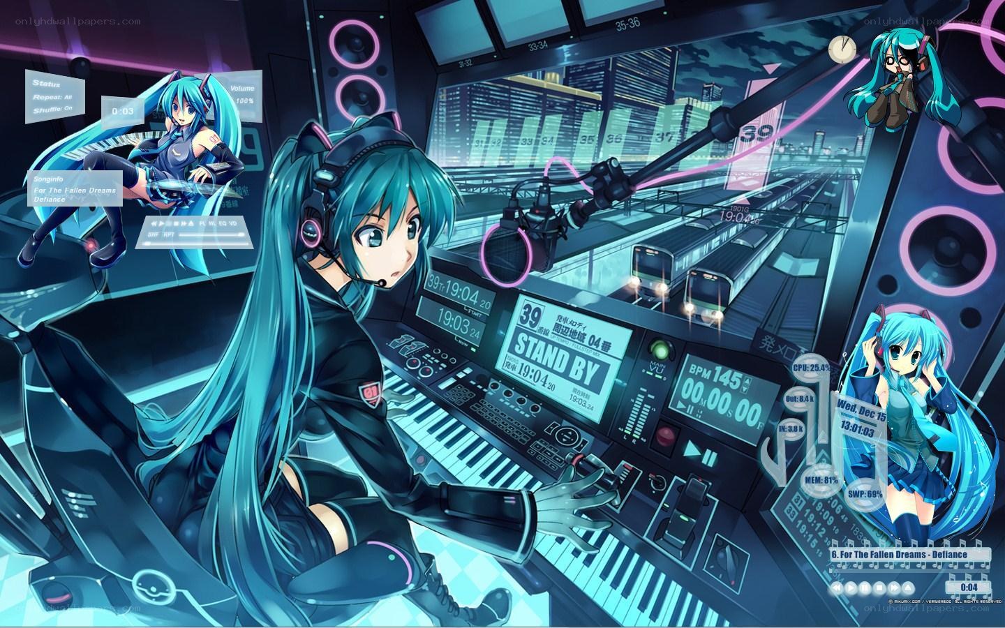 Miku in a futuristic studio