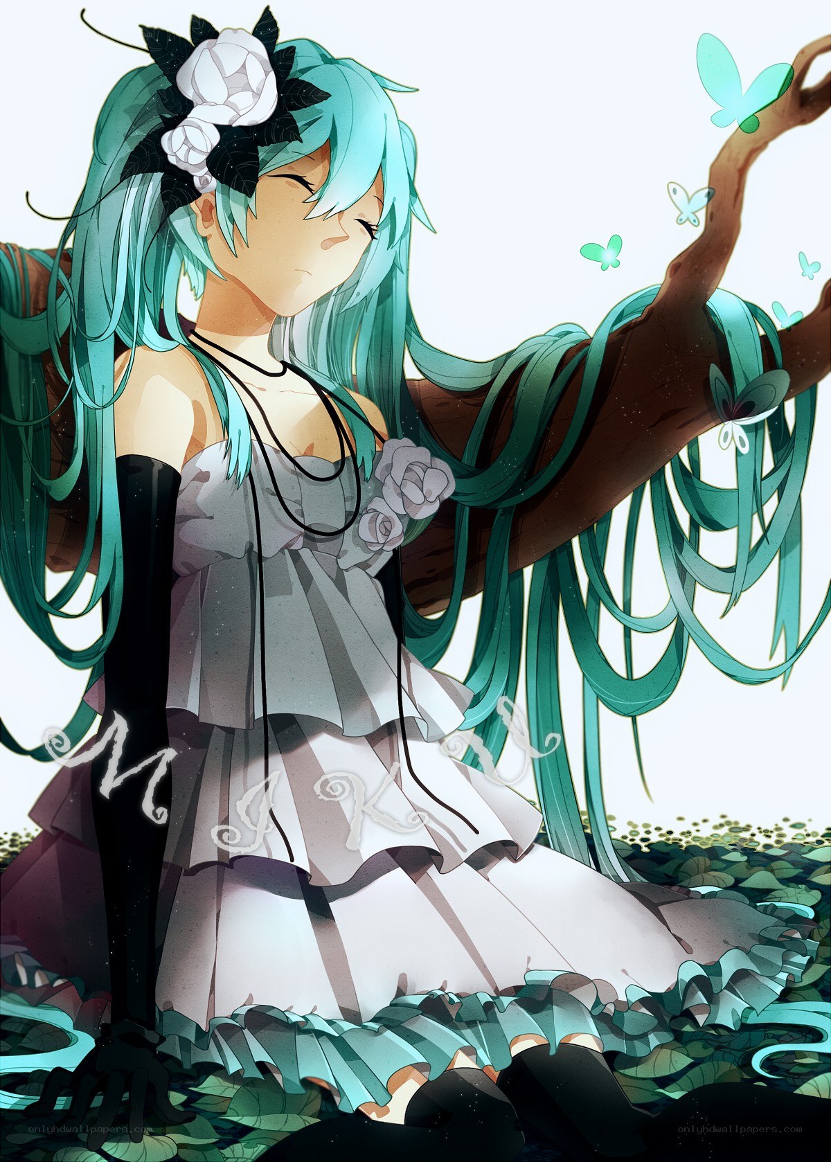Miku in a garden