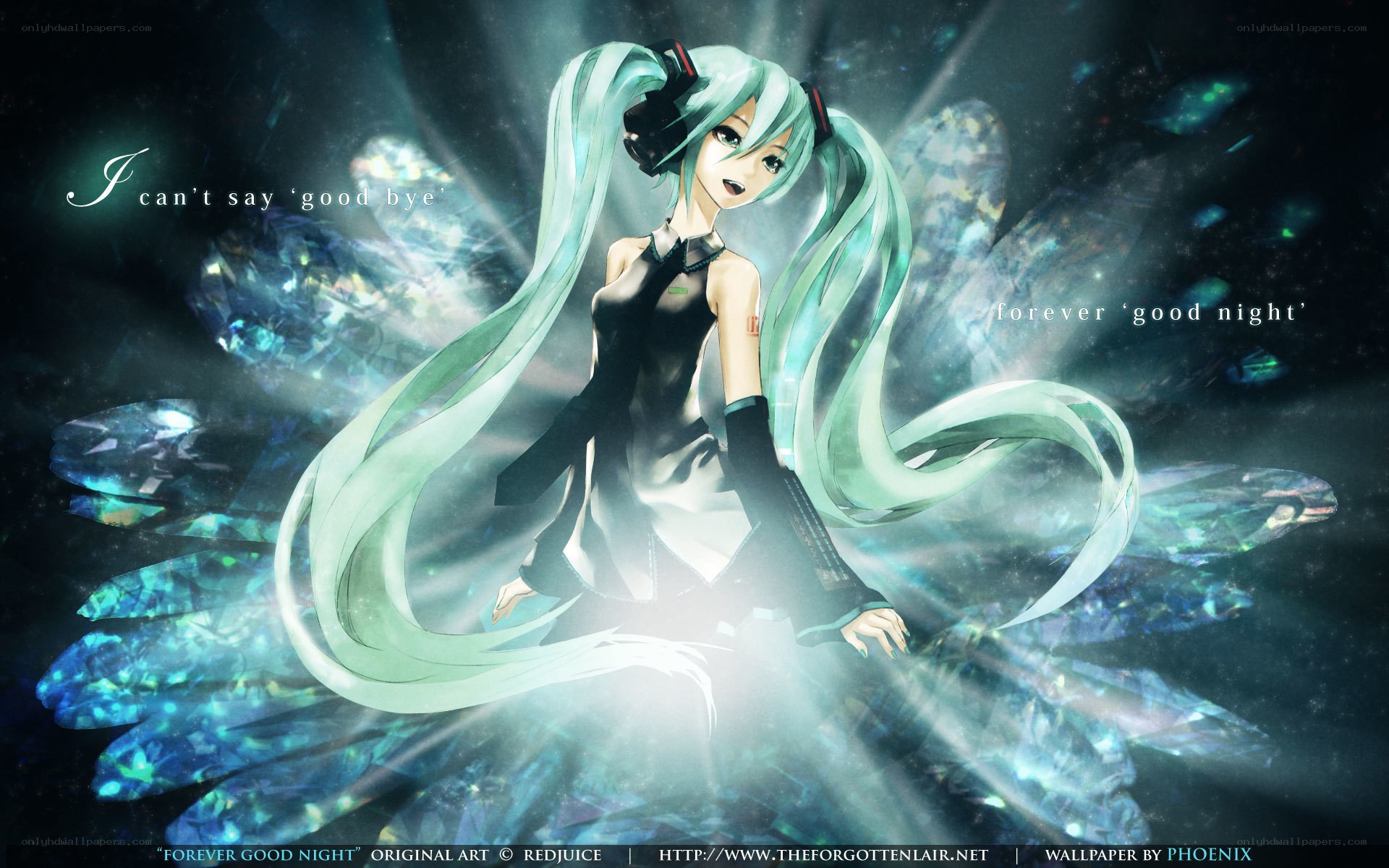 Miku in a glowing crystal field