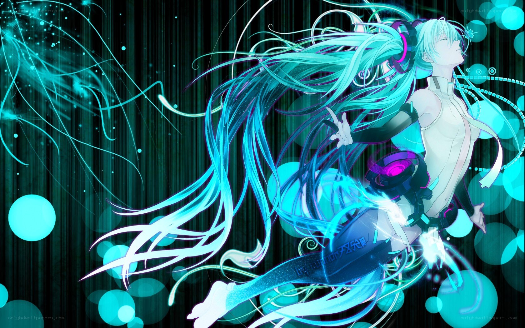 Miku in a glowing digital world