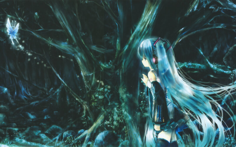 Miku in a glowing forest