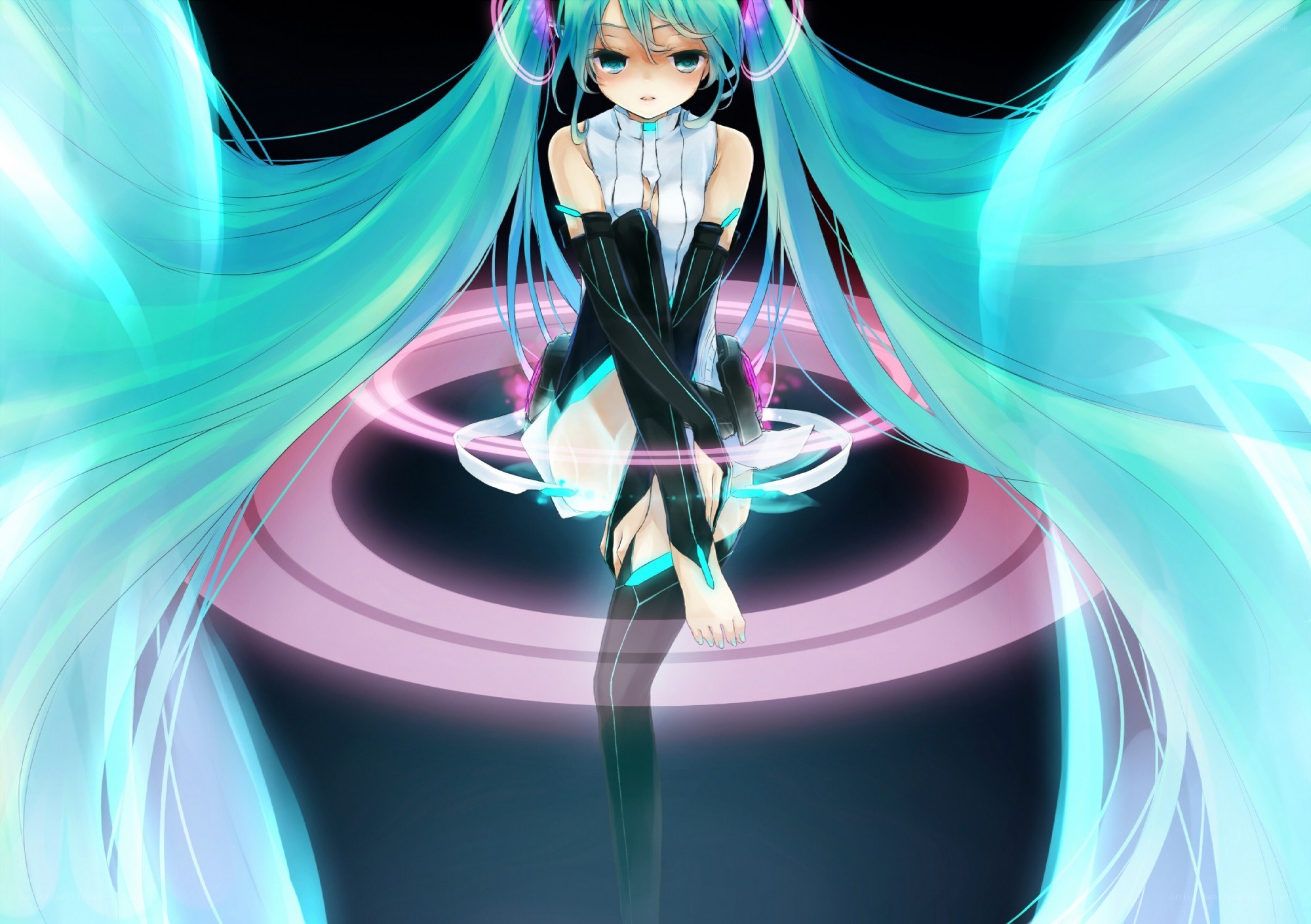 Miku in a glowing tunnel