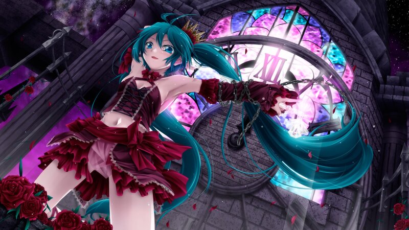 Miku in a gothic cathedral