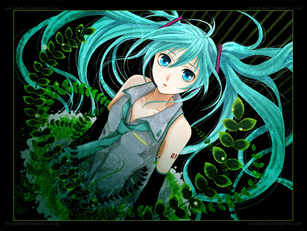 Miku in a green forest