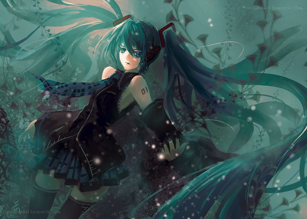 Miku in a green forest