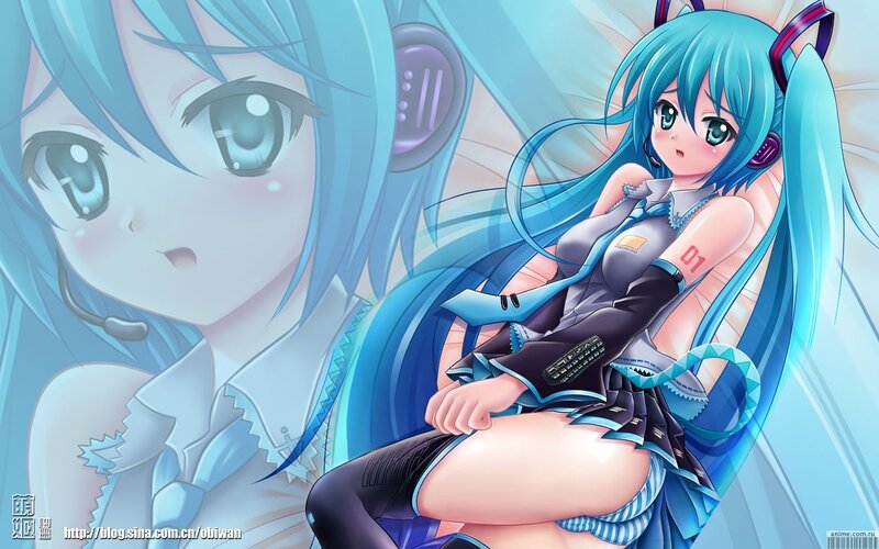 Miku in a headset