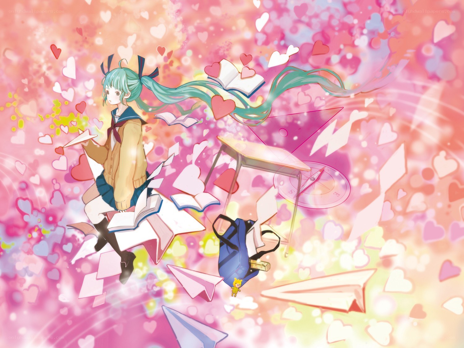 Miku in a heart-filled dream