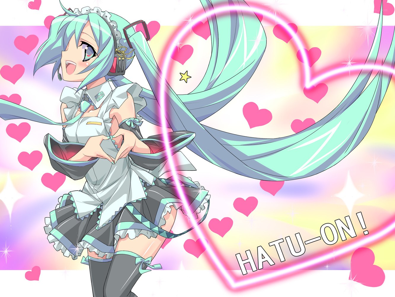 Miku in a heart-shaped pose