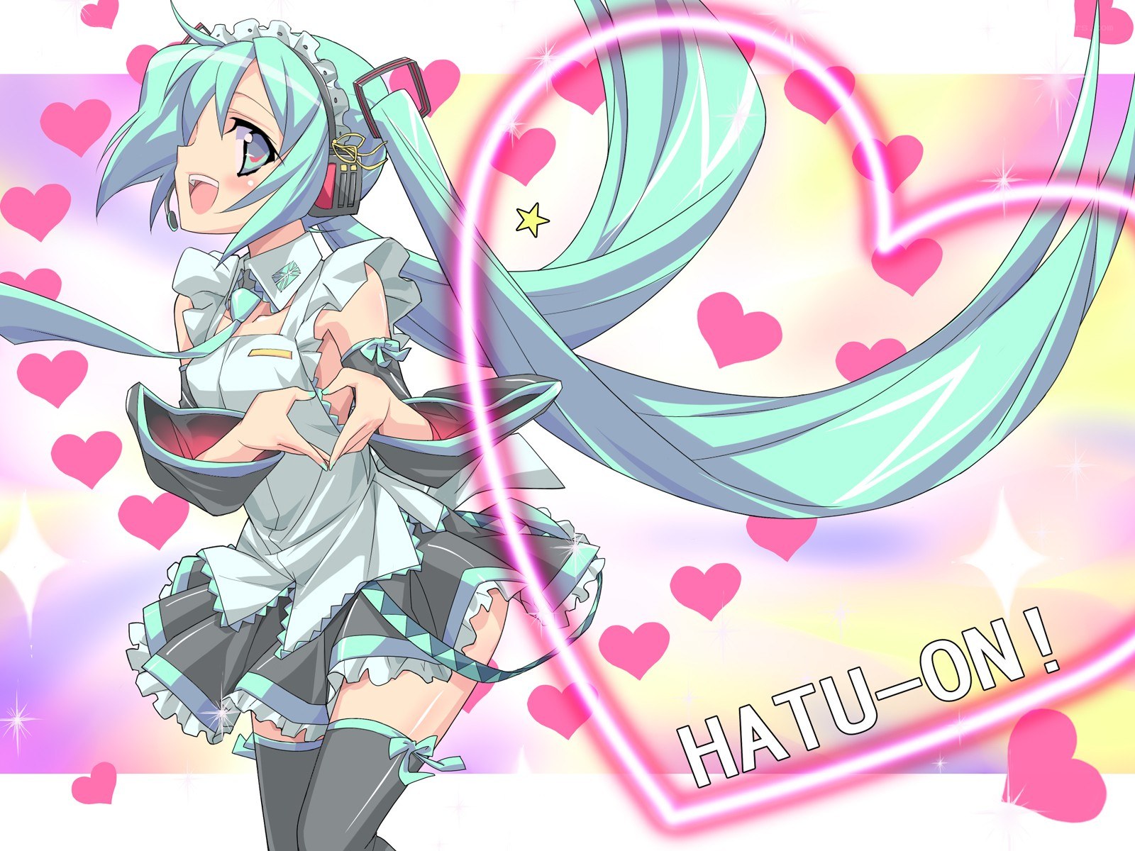 Miku in a heart-shaped pose