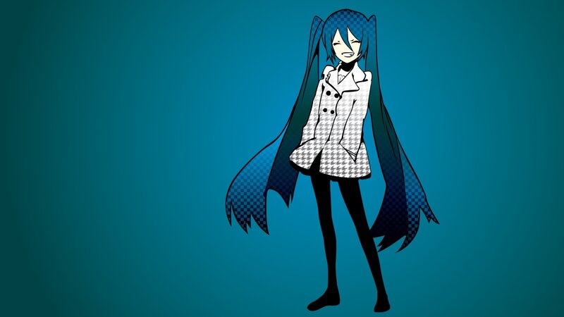 Miku in a houndstooth coat