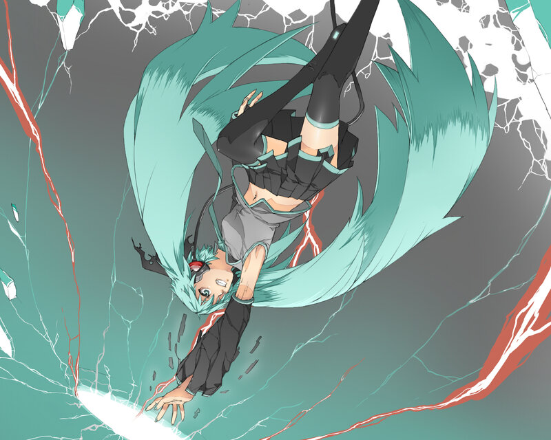 Miku in a lightning storm
