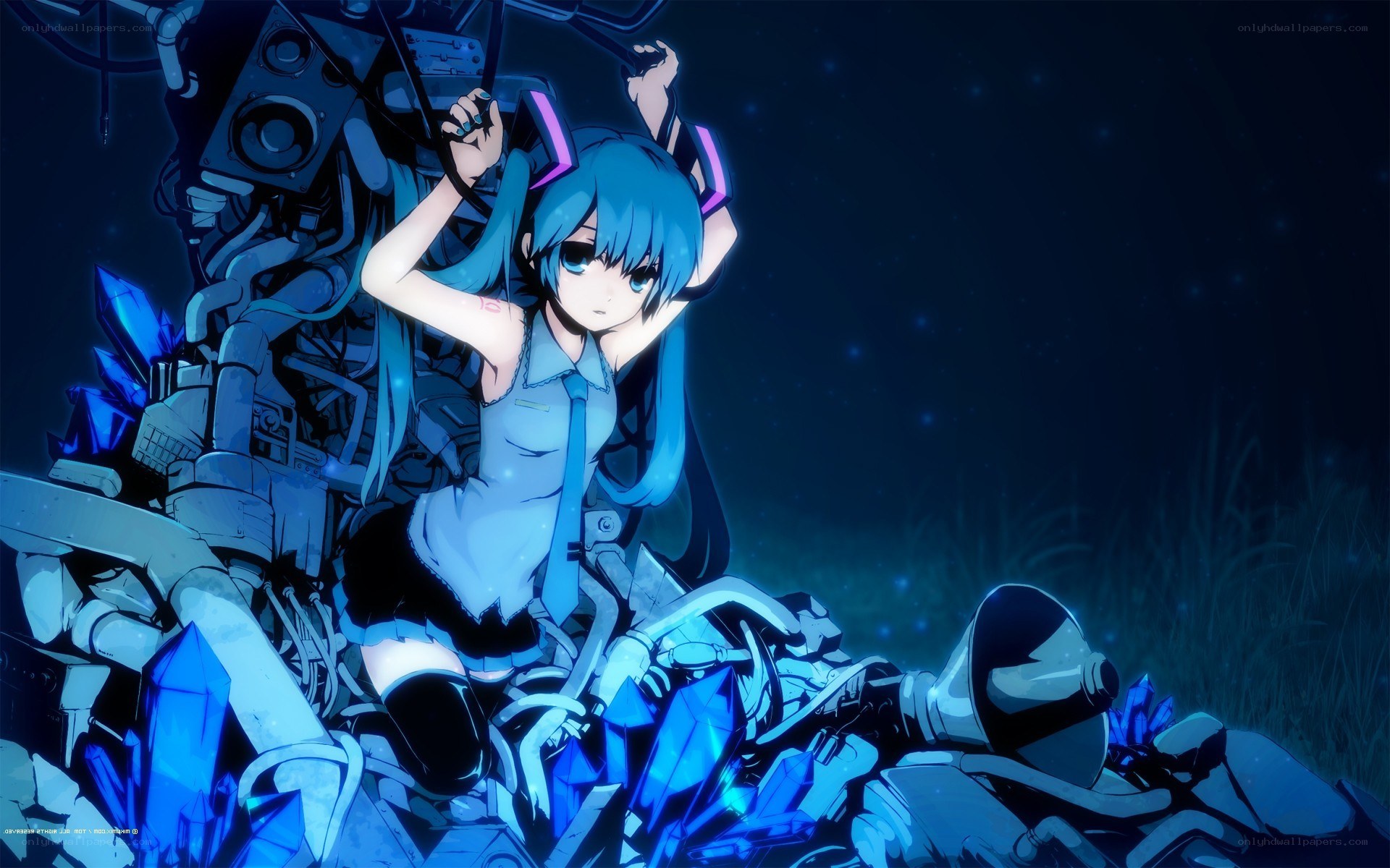 Miku in a mechanical ruin