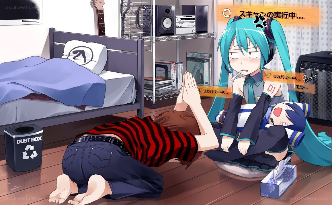 Miku in a messy room