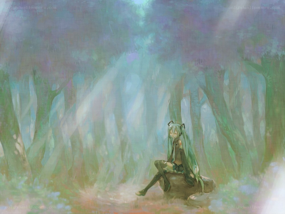 Miku in a misty forest