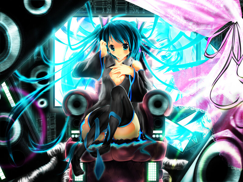 Miku in a music room