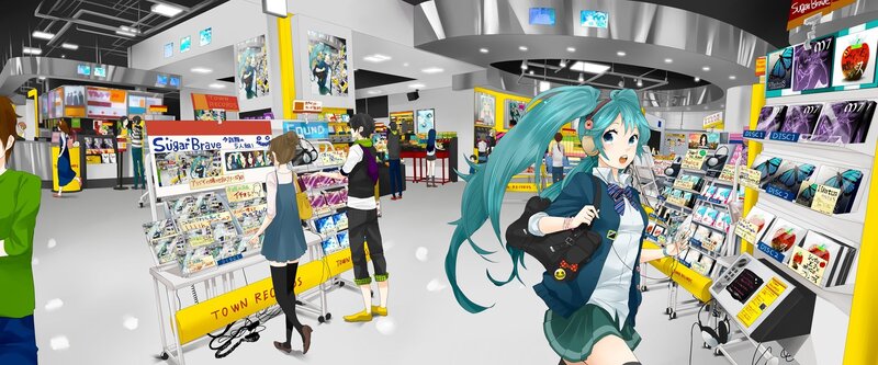 Miku in a music store