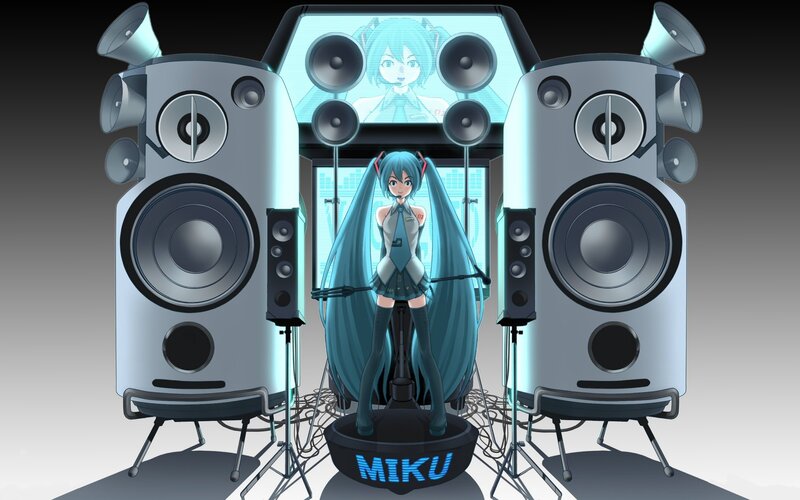 Miku in a music studio