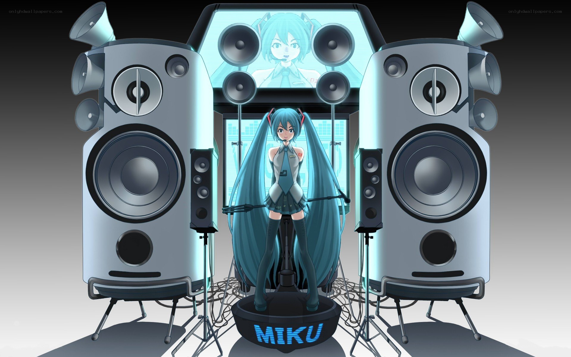 Miku in a music studio