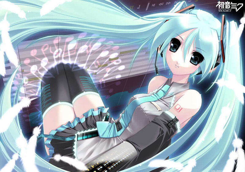 Miku in a music studio