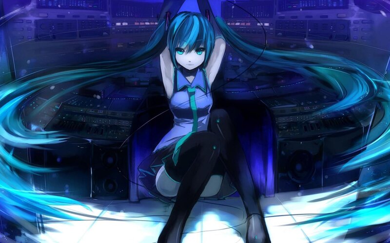 Miku in a music studio