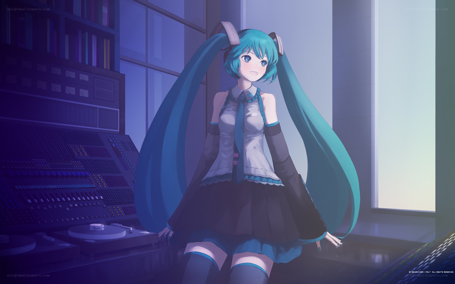Miku in a music studio
