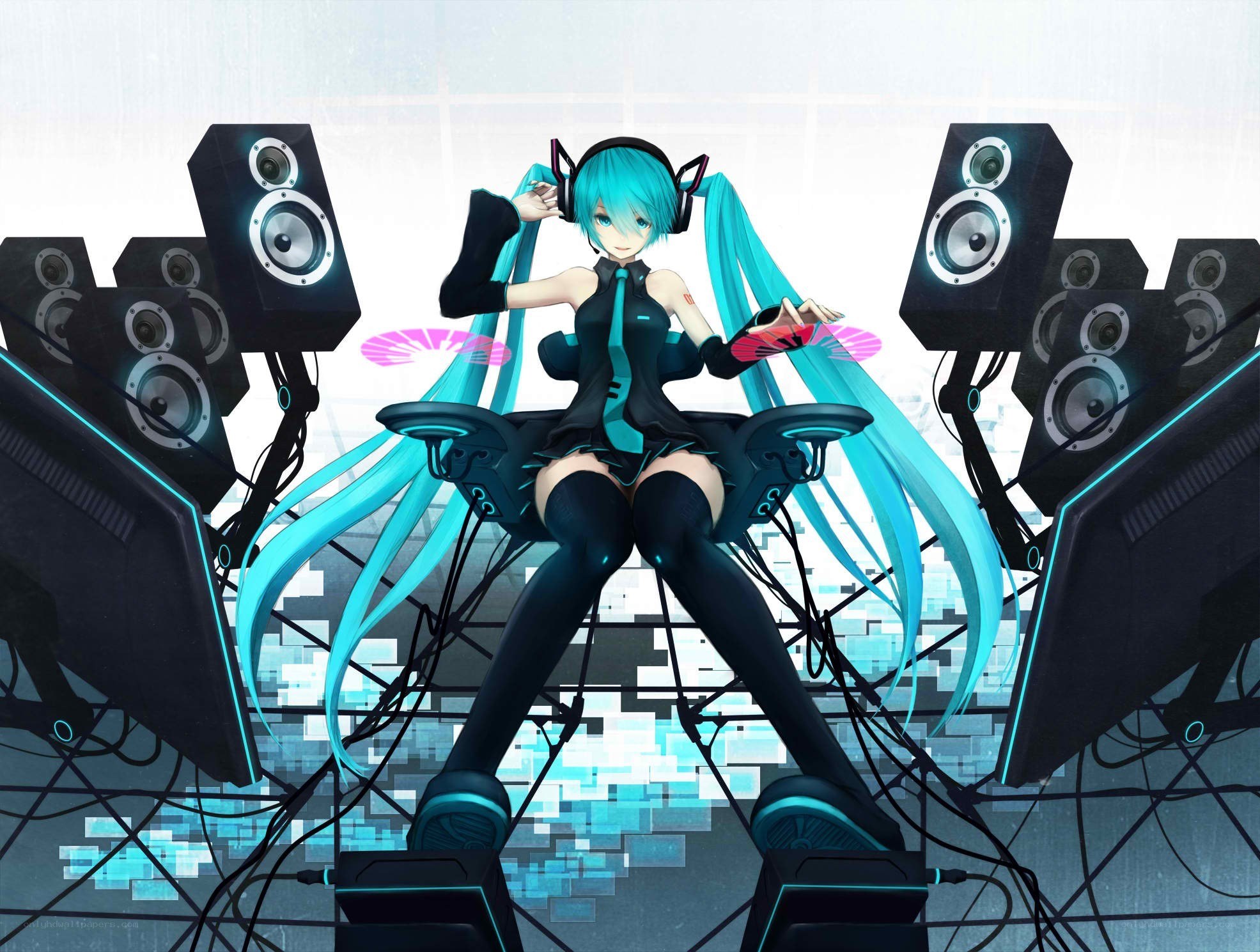 Miku in a music studio