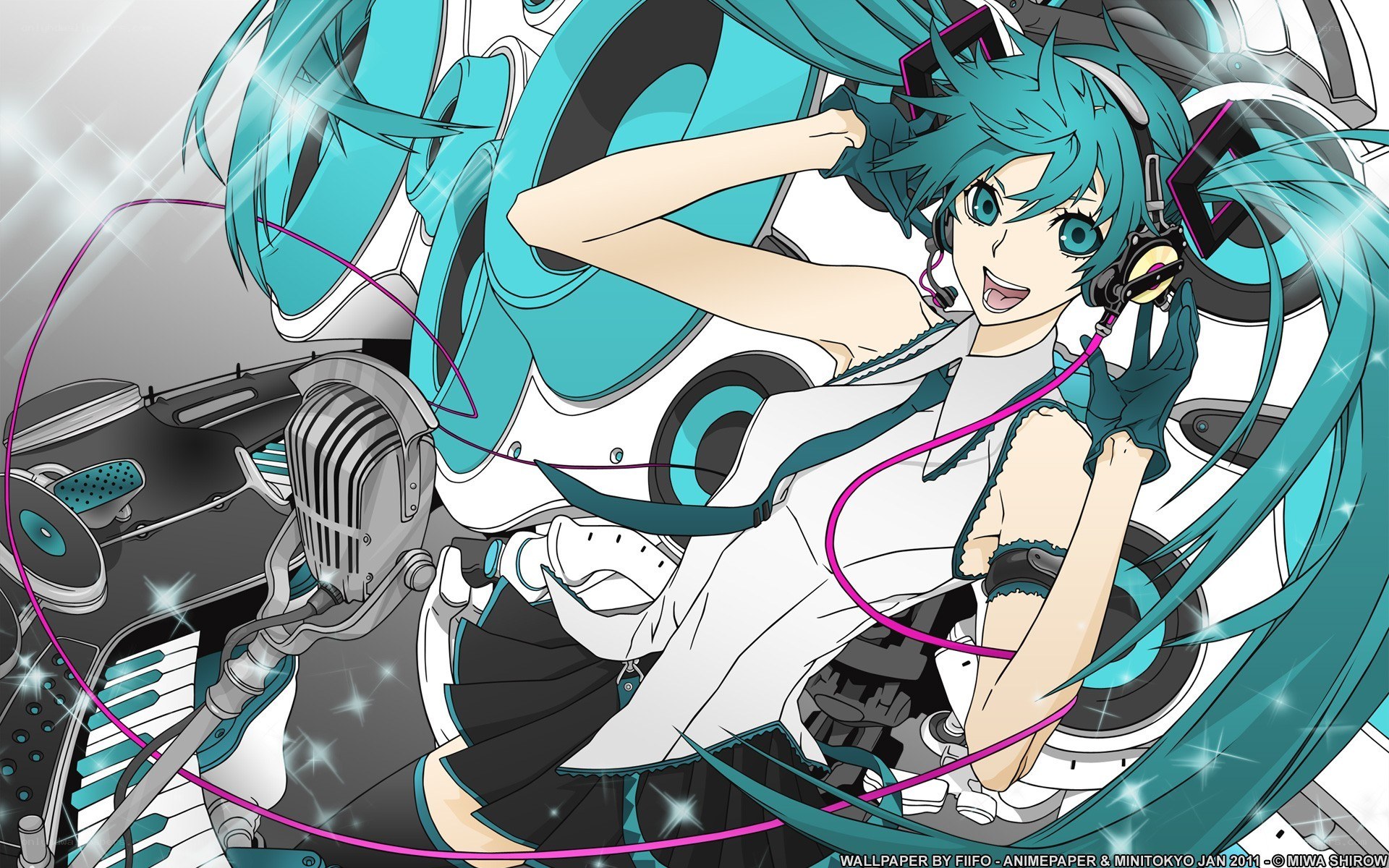 Miku in a music studio