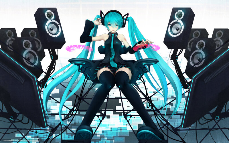 Miku in a music studio