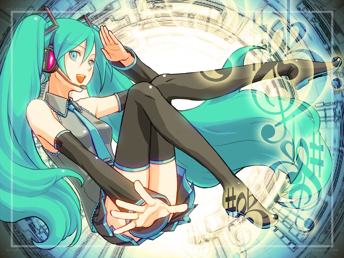 Miku in a music swirl