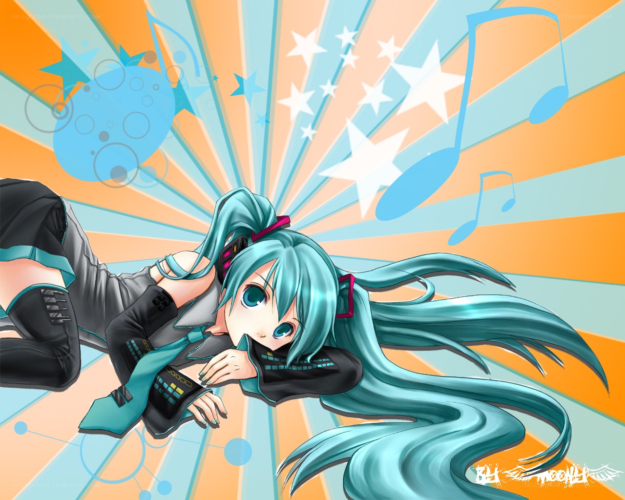 Miku in a music-themed scene