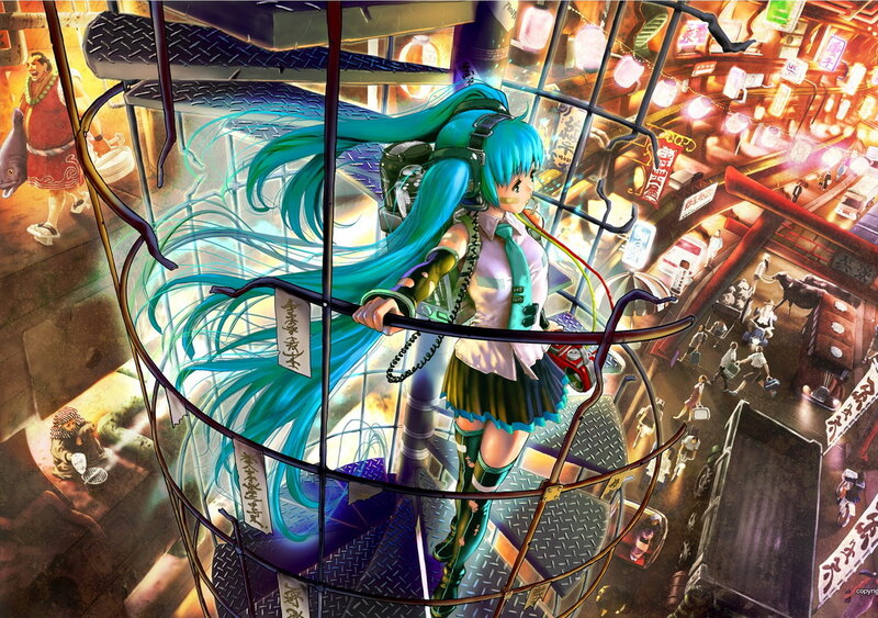 Miku in a neon city