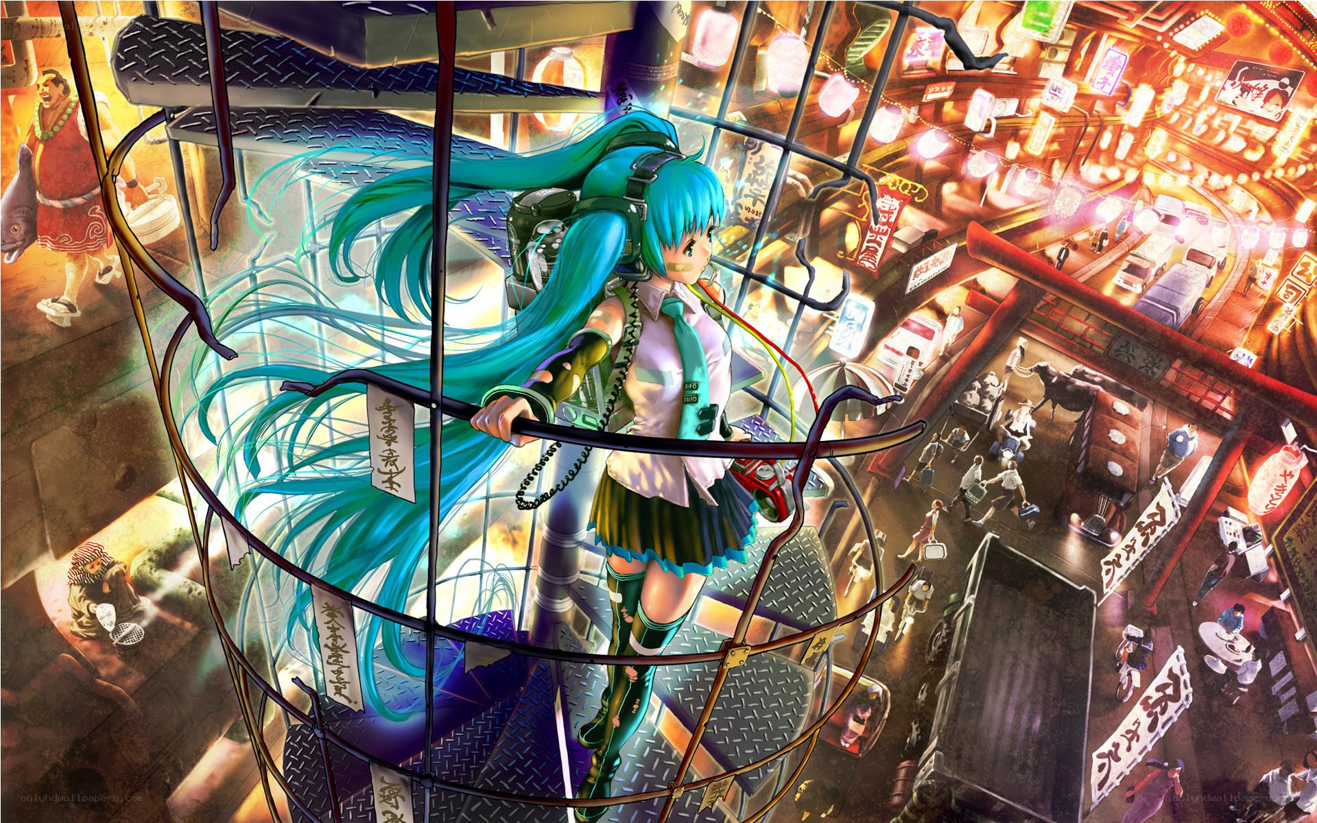 Miku in a neon city